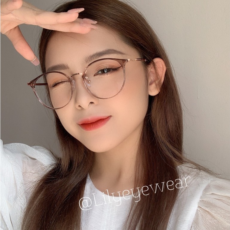 Gọng kính cận nữ Lilyeyewear mắt tròn kim loại gọng mảnh màu sắc thời trang 22642 | BigBuy360 - bigbuy360.vn