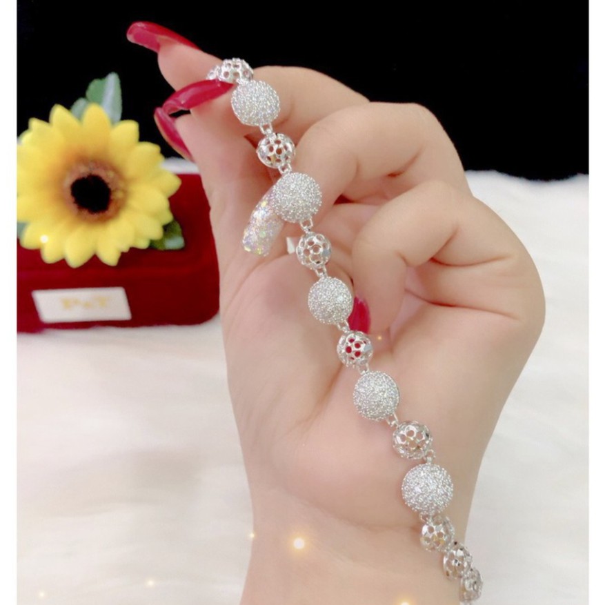 Lắc Tay Nữ Trái Châu Xoàn Xi Dát Bạch kim Cao Cấp - VIEELT01