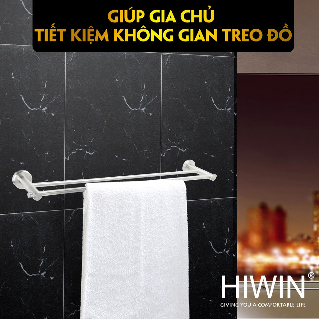 Thanh vắt khăn đôi inox 304 mặt gương Hiwin Y-538