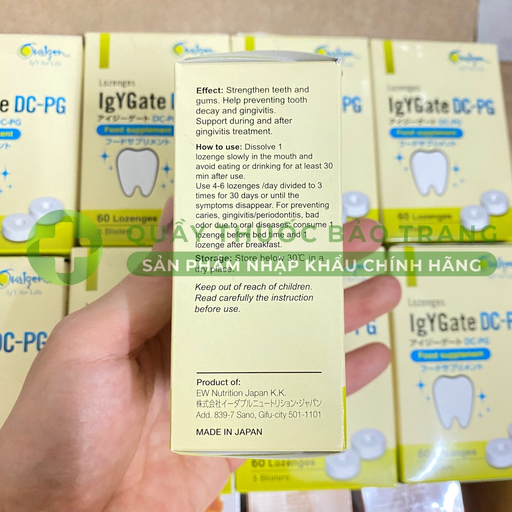 Viên ngậm IgYGate DC-PG hộp 60 viên chống sâu răng Nhật Bản