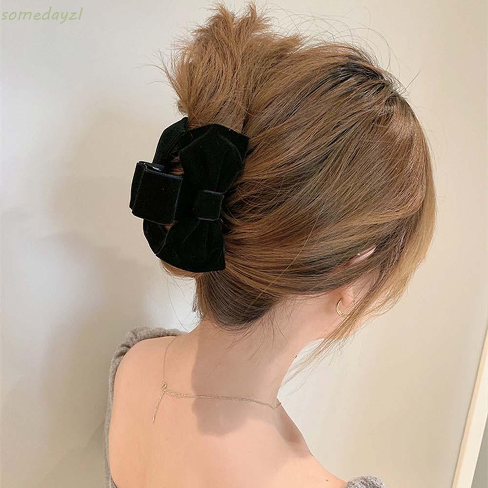 Kẹp tóc nhung hình nơ màu đen phong cách Hàn Quốc thời trang cho nữ