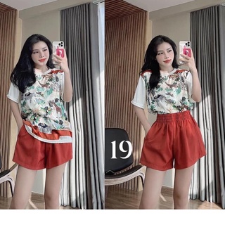 Đồ mặc nhà nữ dễ thương VAYO set đồ bộ áo lụa quần ngắn có túi form rộng thoải mái V12
