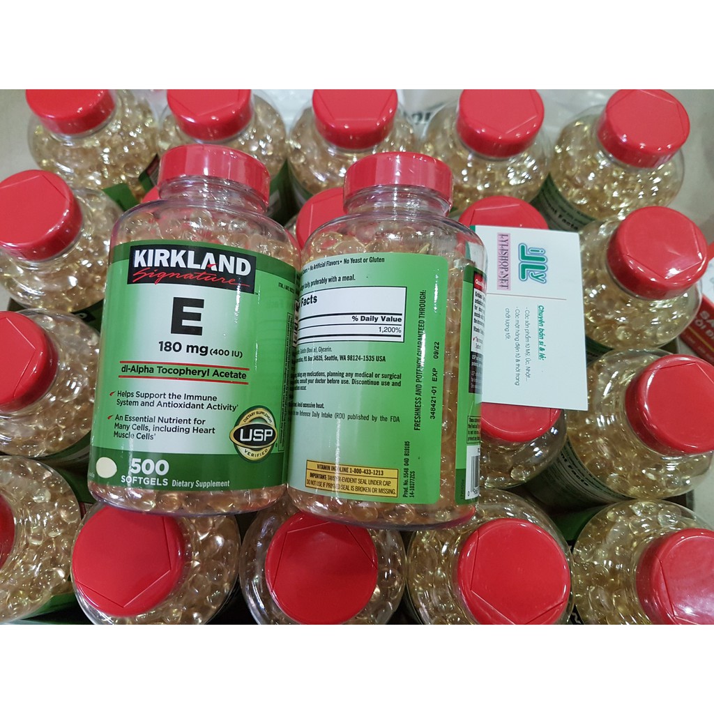 [Hàng Mỹ] VITAMIN E 180MG (400 IU) KIRKLAND 500 VIÊN Mẫu mới