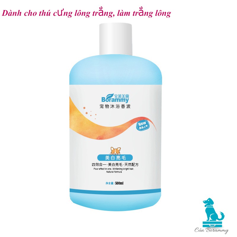 Sữa tắm cho chó mèo BORAMMY dưỡng chất hoa hồng nuôi dưỡng lông loại 500ml  (trợ giá găng tay tắm)