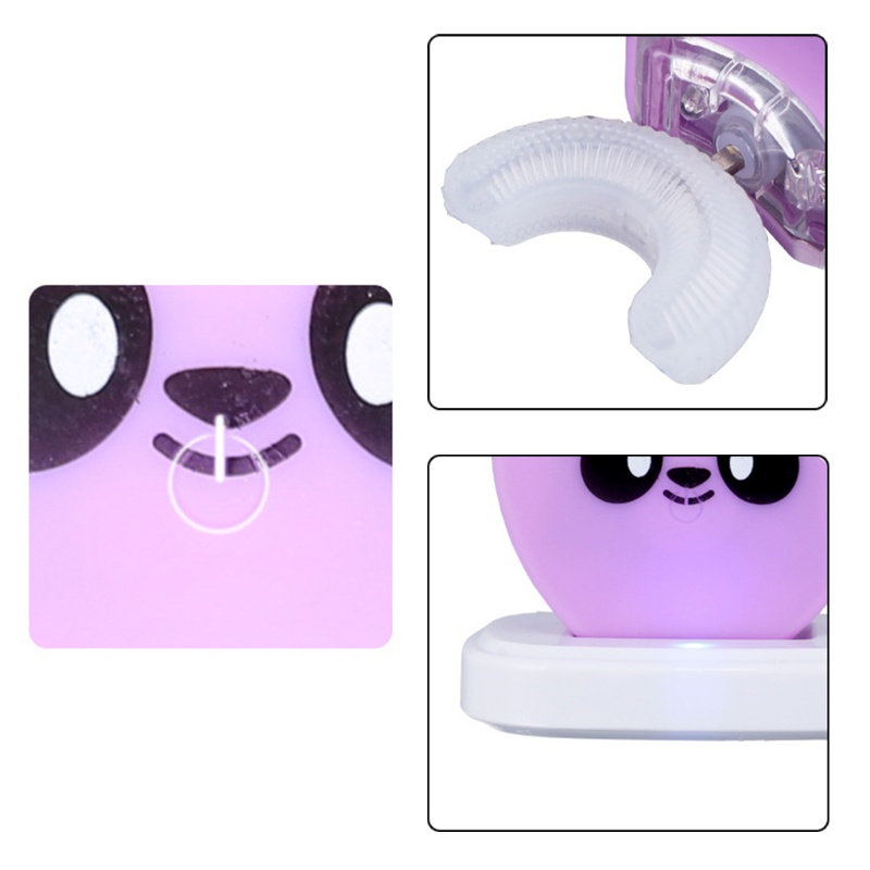 Bàn Chải Đánh Răng Điện Tự Động Hình Chữ U Bằng Silicone Kèm Đế Sạc Không Dây Cho