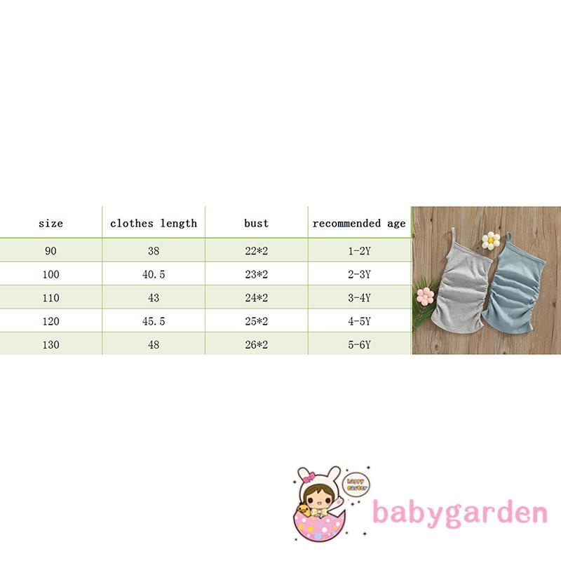 BABYGARDEN-1-6years Baby Girls Casual Dress Solid Color Ribbed Sleeveless Sling One Shoulder Summer Beach Dress