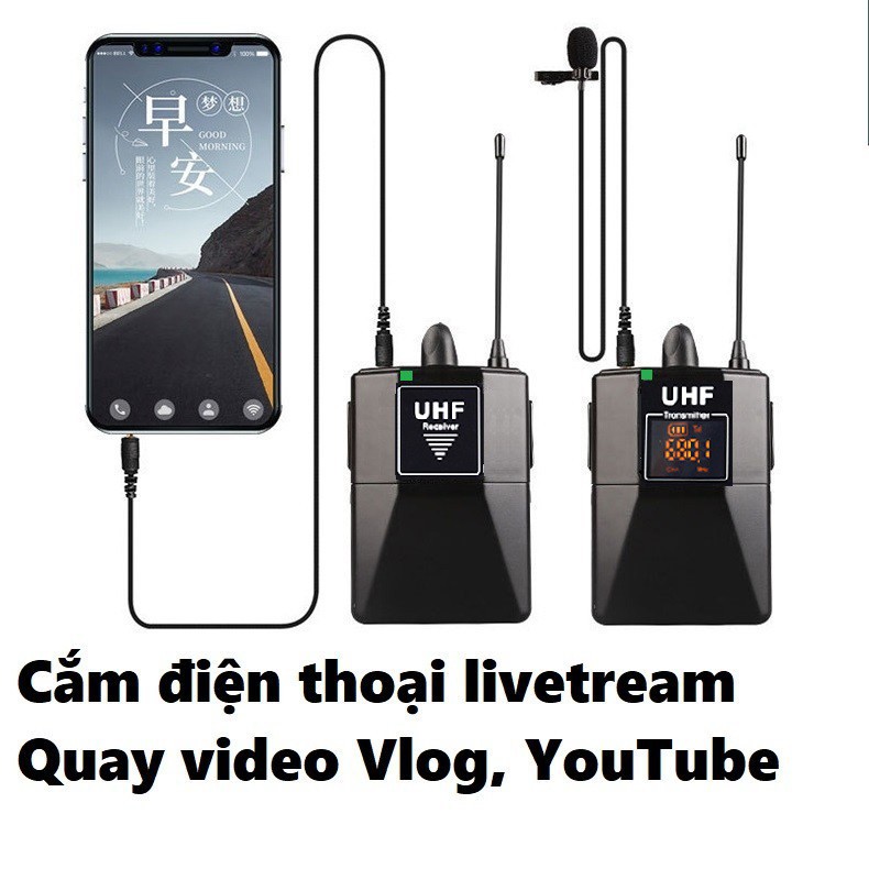 Micro cài áo không dây CORKT livestream, thu âm, quay video từ xa dùng cho điện thoại, máy quay phim