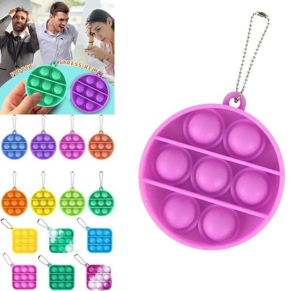 💥FOLLOW TẶNG 3K💥HÀNG CÓ SẴN💥Đồ Chơi Bóp Giảm Căng Thẳng Hình Tròn Móc Khóa POP IT bấm siliconbong bóng xả stress 💥