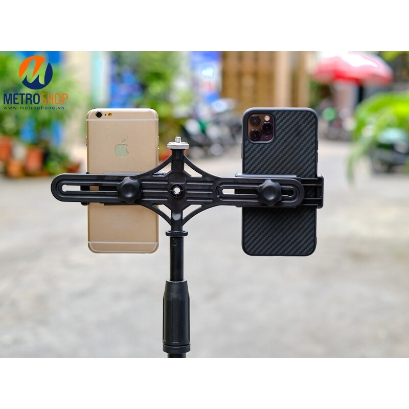 Bộ gắn điện thoại đèn LED và Mic Livestream