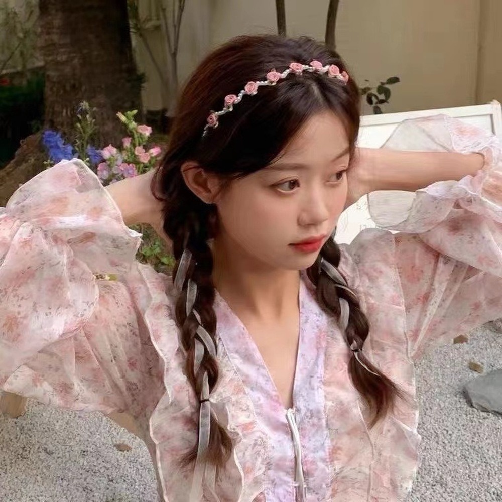 Băng Đô Vải Satin Đính Hoa Và Ngọc Trai Thời Trang Cho Nữ