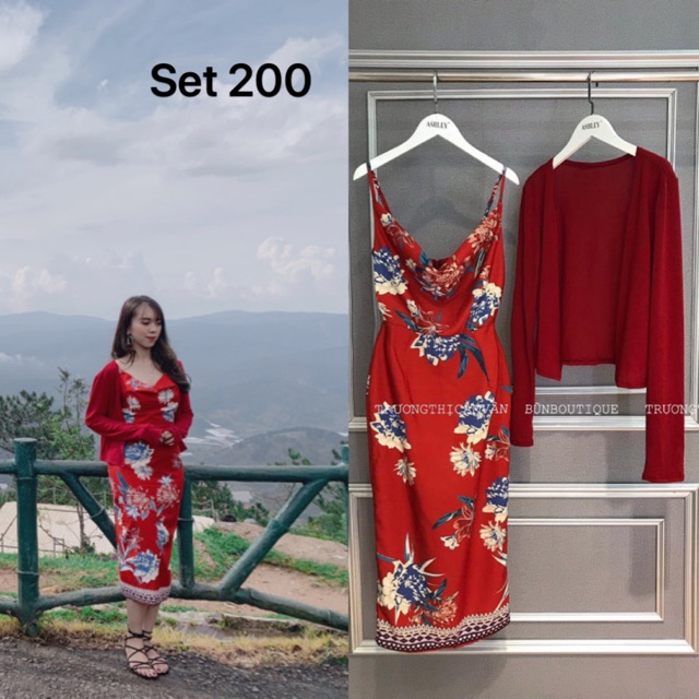 Set Hoa kèm áo len