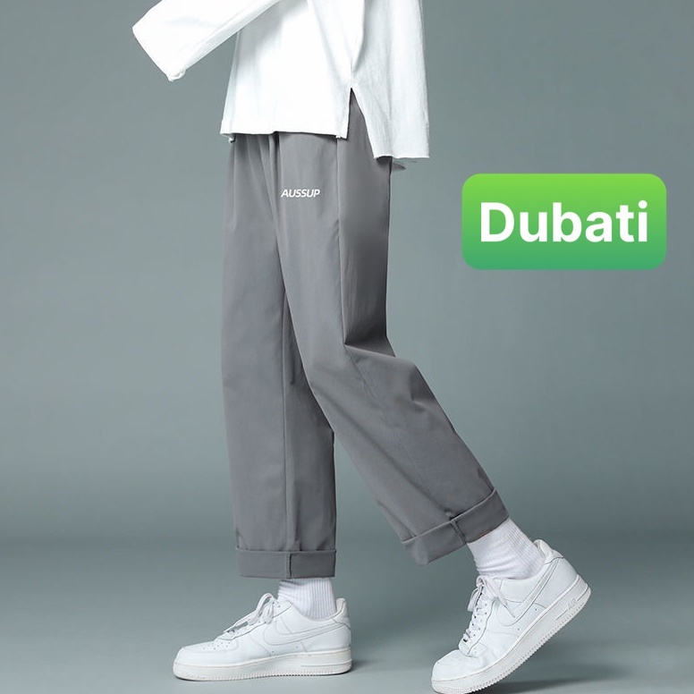 Quần baggy nam nữ Unisex ống rộng in chữ AUSSUP - Kiểu quần Kaki Nam Nữ Ống Suông Basic Unisex Sành điệu mới - Dubfashon