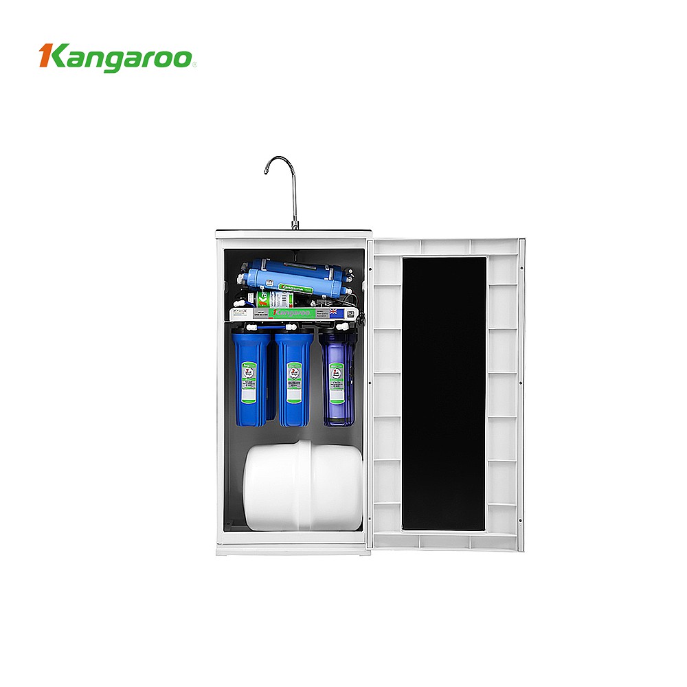 Máy lọc nước RO nước lợ Kangaroo model KG3500A vỏ tủ VTU Black hoa lục giác
