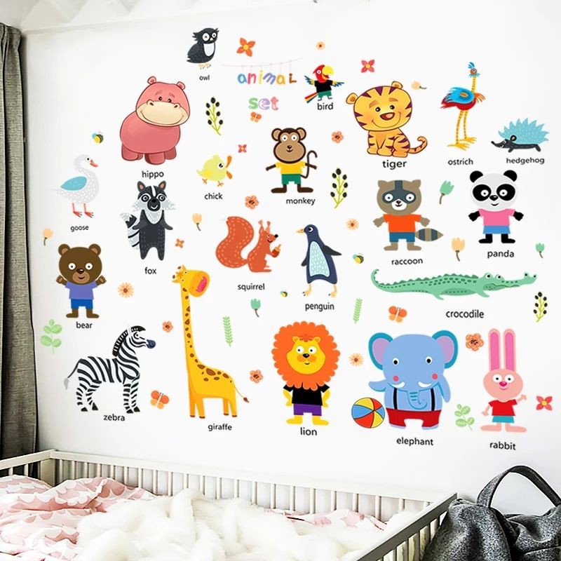 Decal dán tường cho bé các con động vật hoang dã