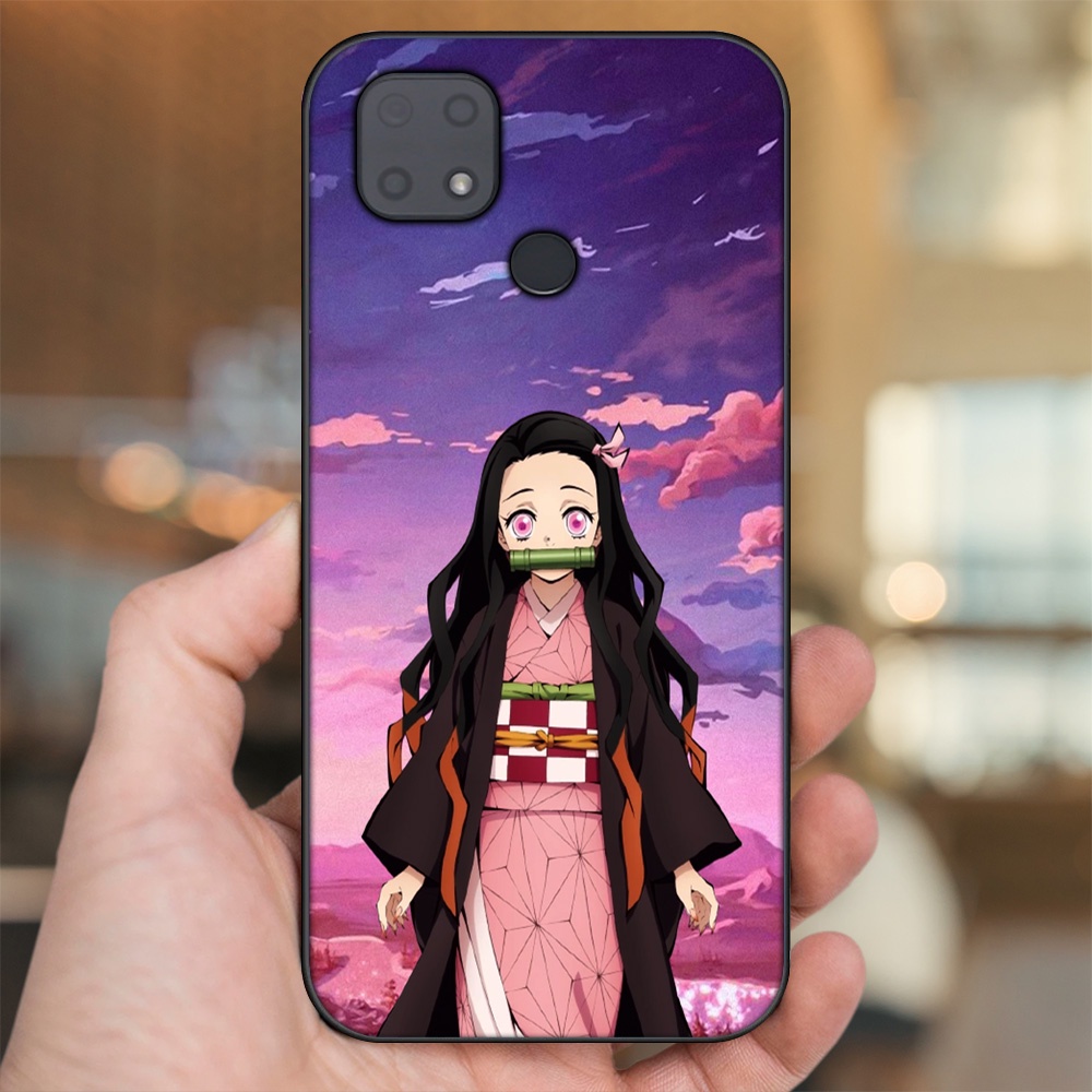 Ốp lưng Xiaomi Redmi 10C viền đen in hình Nezuko Kimetsu no Yaiba