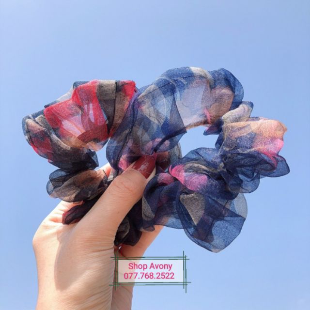 Cột tóc vải Scrunchies voal hoa