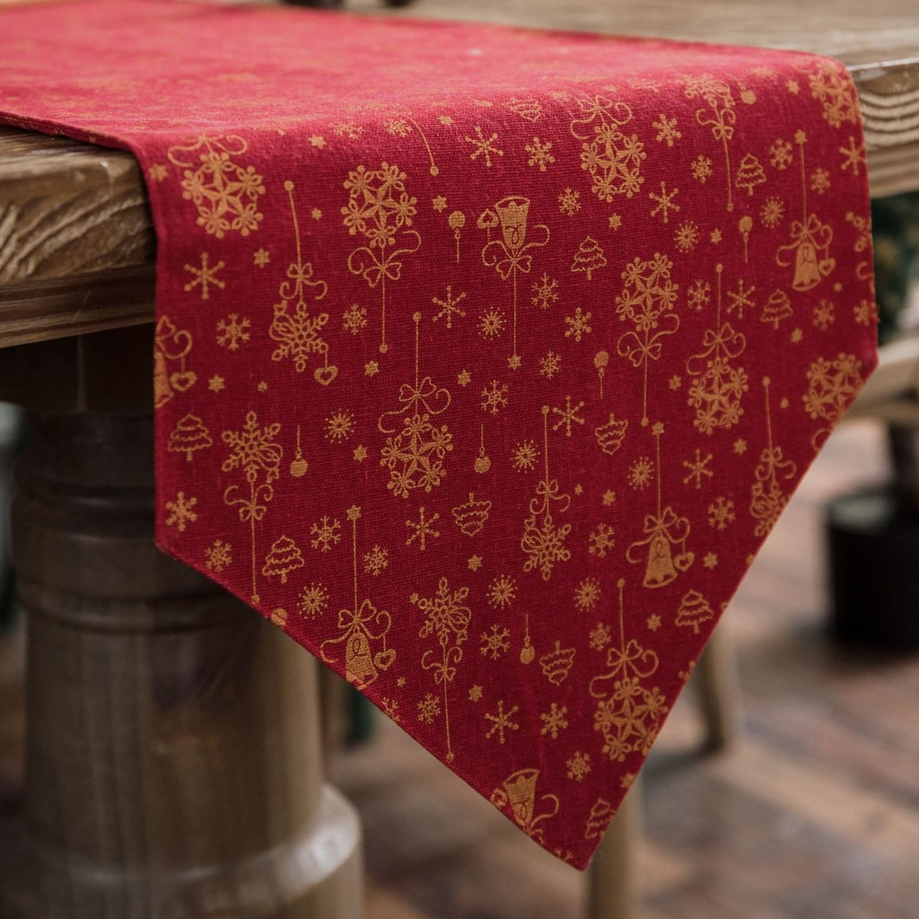 Khăn Trải Bàn Ăn Bằng Cotton Lanh In Họa Tiết Kẻ Sọc Phong Cách Giáng Sinh Độc Đáo Trang Trí Nhà Cửa