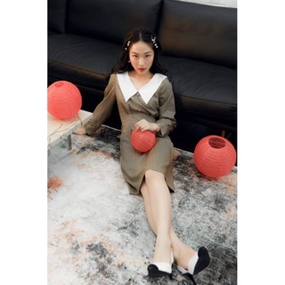 Đầm cổ sen caro Happy Zoo sz S (164)