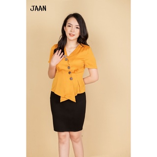 Áo sơ mi cộc tay cúc gỗ