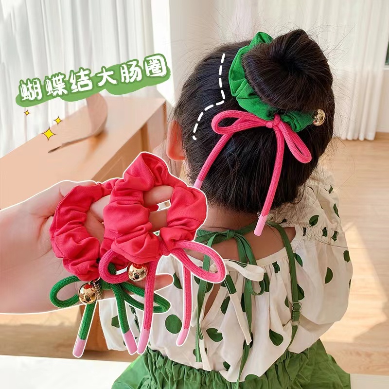 Dây Cột Tóc Cao Su Co Giãn Đính Nơ Hồng Dễ Thương Thời Trang Cho Nữ