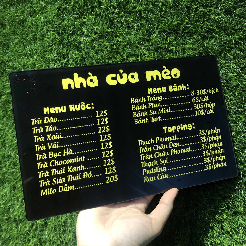 Menu quán cà phê - Chất liệu mica xịn xò - Dành cho các quán cà phê