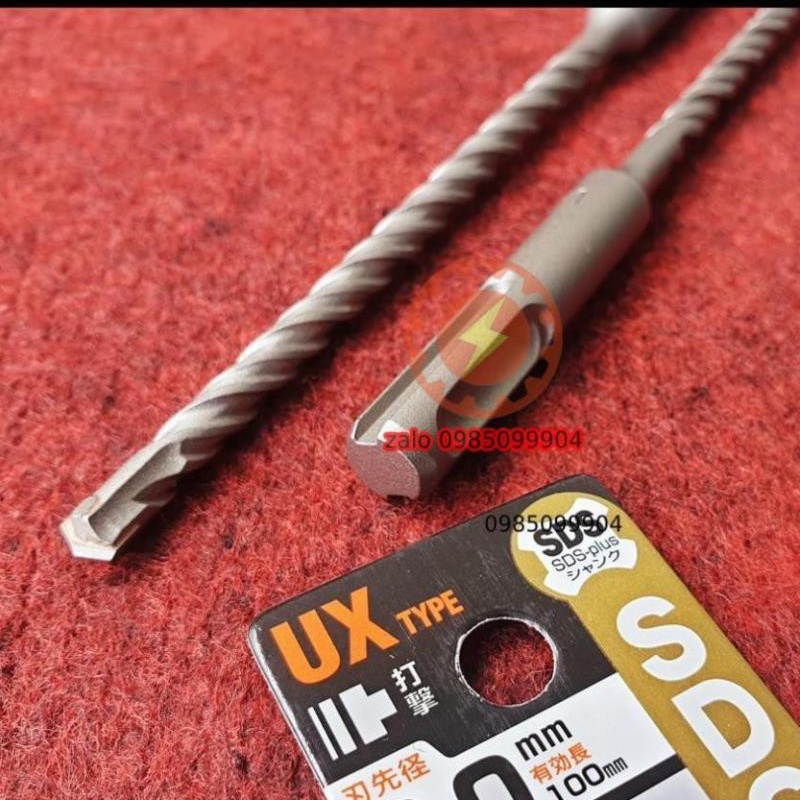 Mũi khoan chuyên khoan bê tông cốt thép, đá, tường gạch đuôi gài SDS Unika mã UX - Mũi 6 7 8 9 10 12 mm