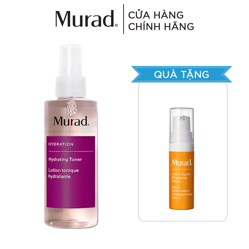 [Mã COSLUX04 giảm 120K]Toner cấp ẩm Murad Hydrating Toner 180ml Tặng Vita-C Glycolic Brightening Serum 5ml