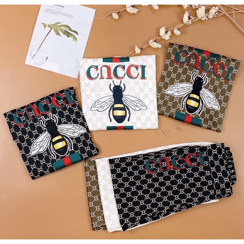 BỘ PIJAMA TDQD ONG GUCCI LỤA QC HT3705