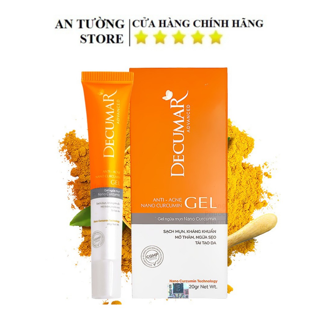 Gel ngừa mụn nano curcumin Decumar 20g