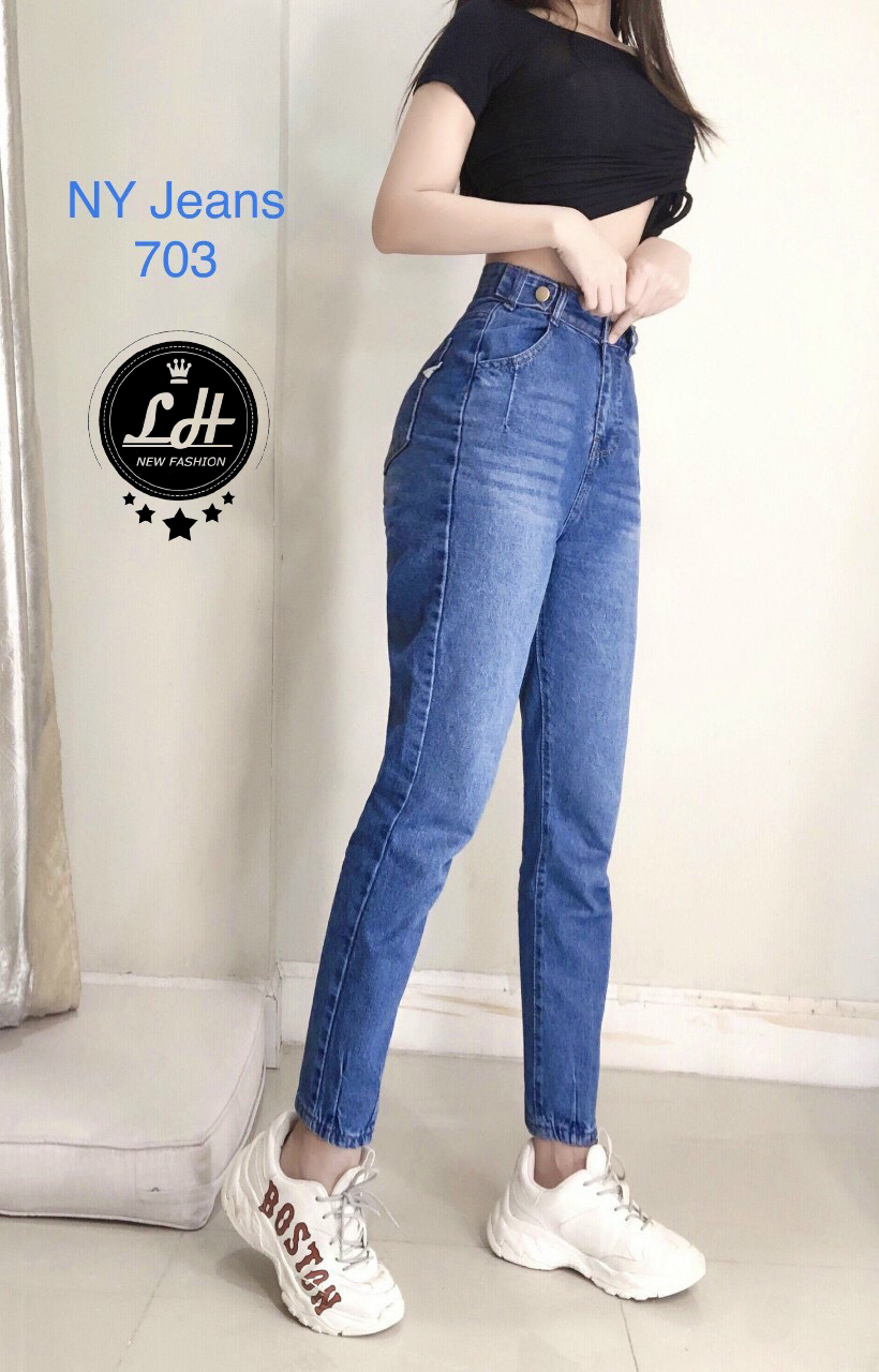 Quần baggy nữ jean Ulzzang LH lưng cao kiểu thêu túi mặt cười MS 703