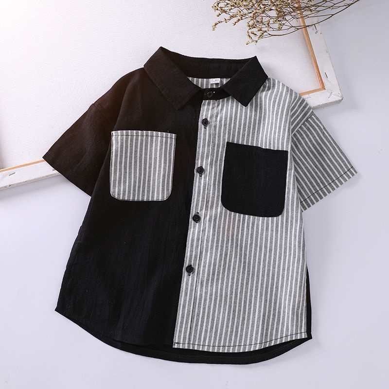Áo Sơ Mi Cotton Tay Ngắn Phong Cách Mới 2022 Dành Cho Bé Trai