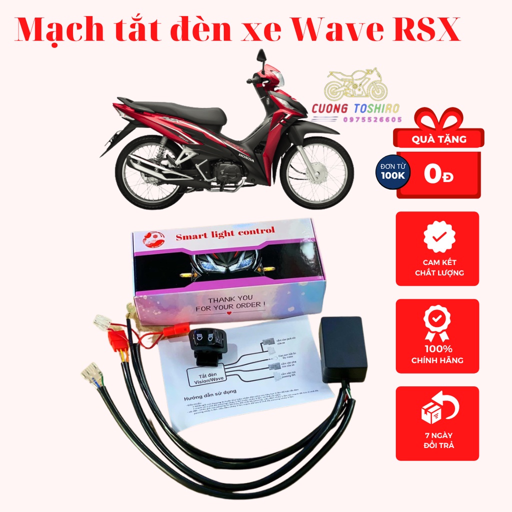 Bộ mạch tắt mở đèn kèm công tắc passing cho xe Future led full Giắc Cắm bảo hành 1 năm