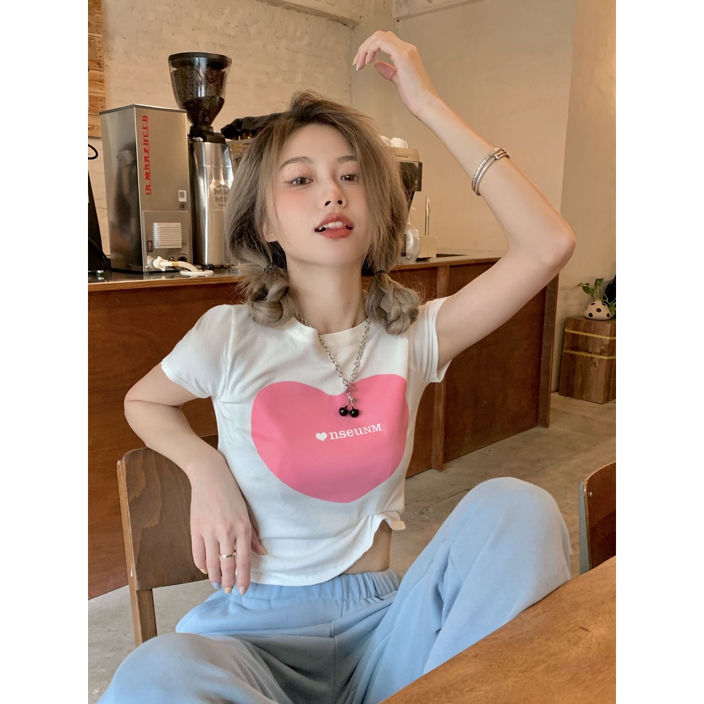 Áo thun ZHELIHANGFEI dáng ôm tay ngắn hở rốn quyến rũ thời trang dành cho nữ