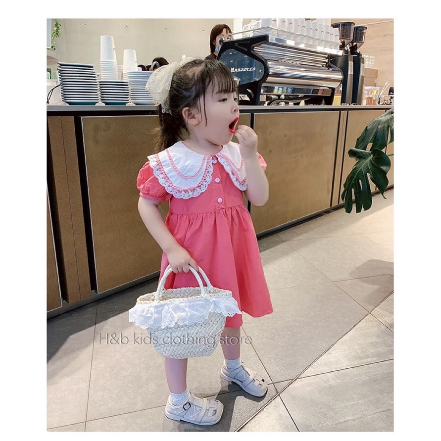 đầm bé gái mùa hè cộc tay cực dễ thương, váy bé gái mùa hè thiết kế cố sen, tùng váy xòe rộng đáng yêu.