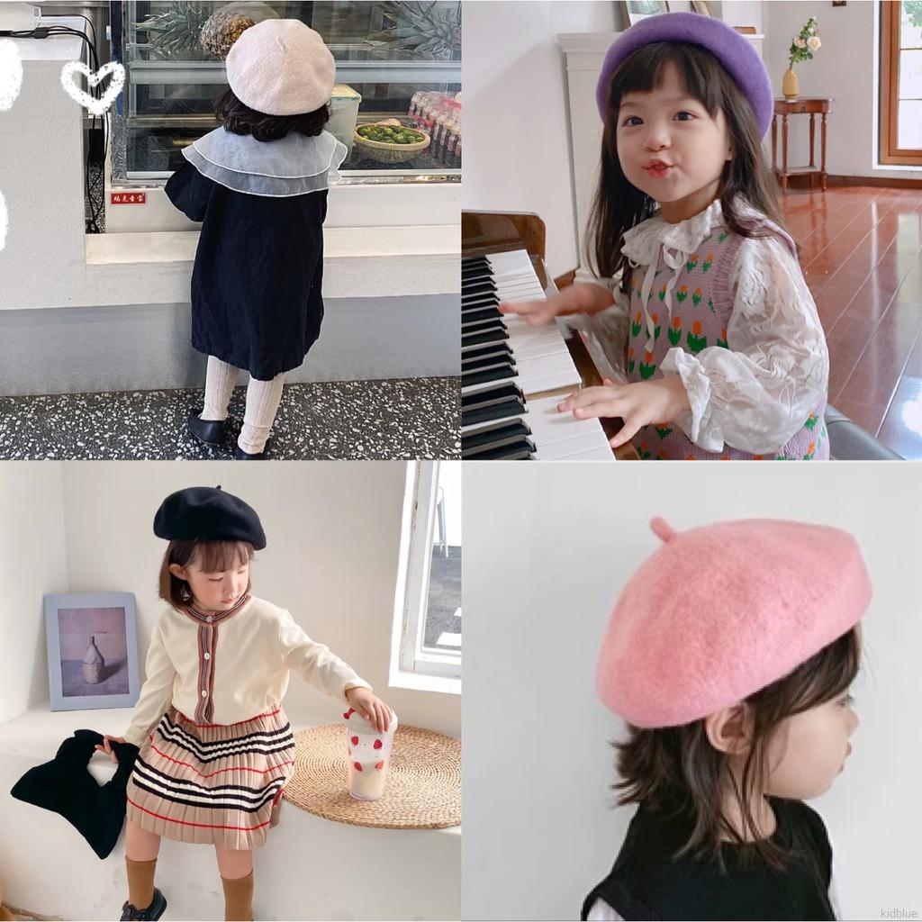 Nón Beret Màu Trơn Hợp Thời Trang Cho Bé Gái