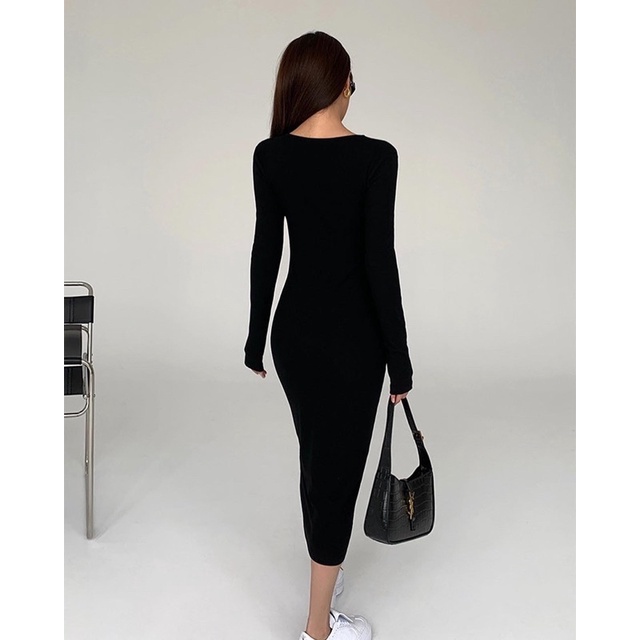 Đầm body cổ yếm tay dài MOODY NUDY | BigBuy360 - bigbuy360.vn