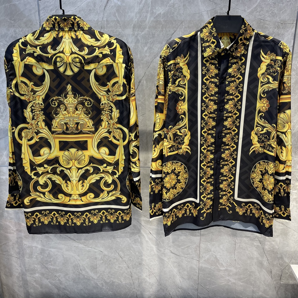 Sơ Mi nam VER.SA.CE phối FEN.DI chất lụa hàn mềm mát không nhăn