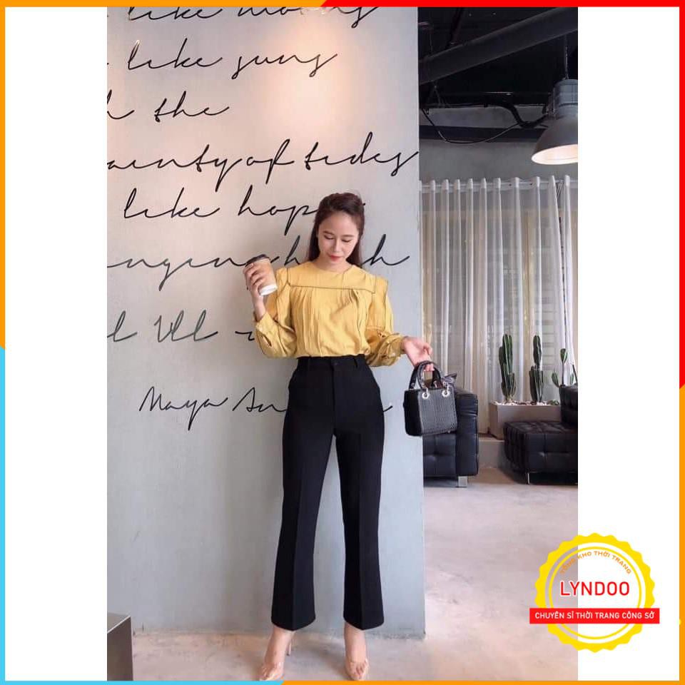 Quần tây ống loe lưng cao 💖 𝑭𝑹𝑬𝑬𝑺𝑯𝑰𝑷 💖 Quần tây nữ ống loe vải tuyết mưa Siêu tôn dáng, mặc là mê