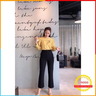 Quần tây ống loe lưng cao 💖 𝑭𝑹𝑬𝑬𝑺𝑯𝑰𝑷 💖 Quần tây nữ ống loe vải tuyết mưa Siêu tôn dáng, mặc là mê