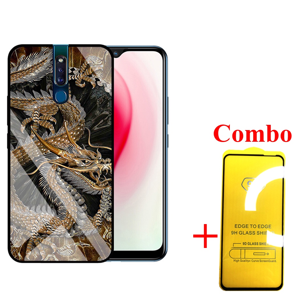 &quot;Combo 1 ốp lưng OPPO F11 Pro  + 1 Cường Lực&quot; Mặt kính 3D sang trọng_Không Nhòe, Không Phai Hình ( Tim shop )