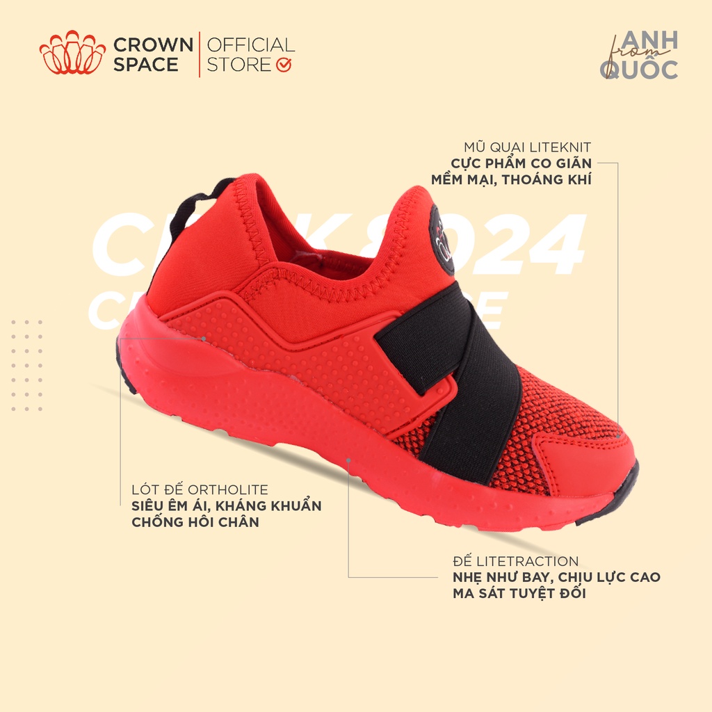 [Mã LTP50 giảm 50000 đơn 150000] Giày Thể Thao Bé Trai Bé Gái Đi Học Siêu Nhẹ Crown Space UK Sport Shoes CRUK8024