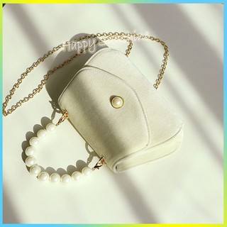 Mẫu túi xách nữ đẹp hot 2021 có dây đeo chéo vintage Âu Mỹ cổ điển tay xách chuỗi ngọc sang chảnh