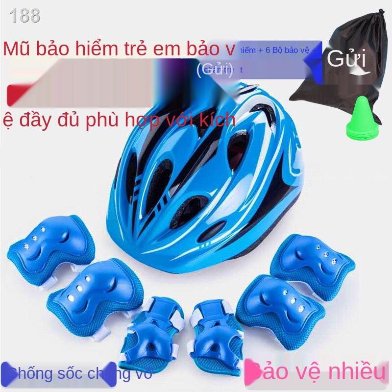 FĐồ bảo hộ trượt patin, bộ trẻ em, xe đạp ván, thăng bằng, đệm đầu gối, vệ cổ tay, trọn mũ hiểm thể thao chống ngã dày d