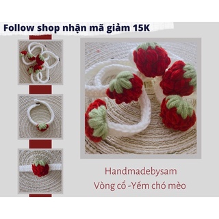 Vòng cổ chó mèo- Vòng dâu tây cho thú cưng handmadebysam