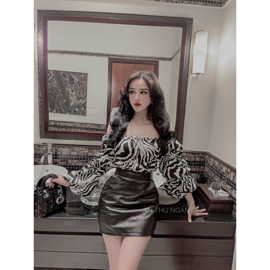 Set Áo Lụa Nhún Chân Váy Da Cao Cấp Hình Thật | BigBuy360 - bigbuy360.vn