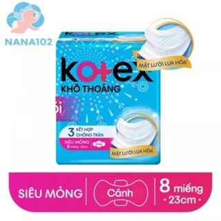 Băng vệ sinh Kotex dày không cánh mặt lưới gói 8 miếng