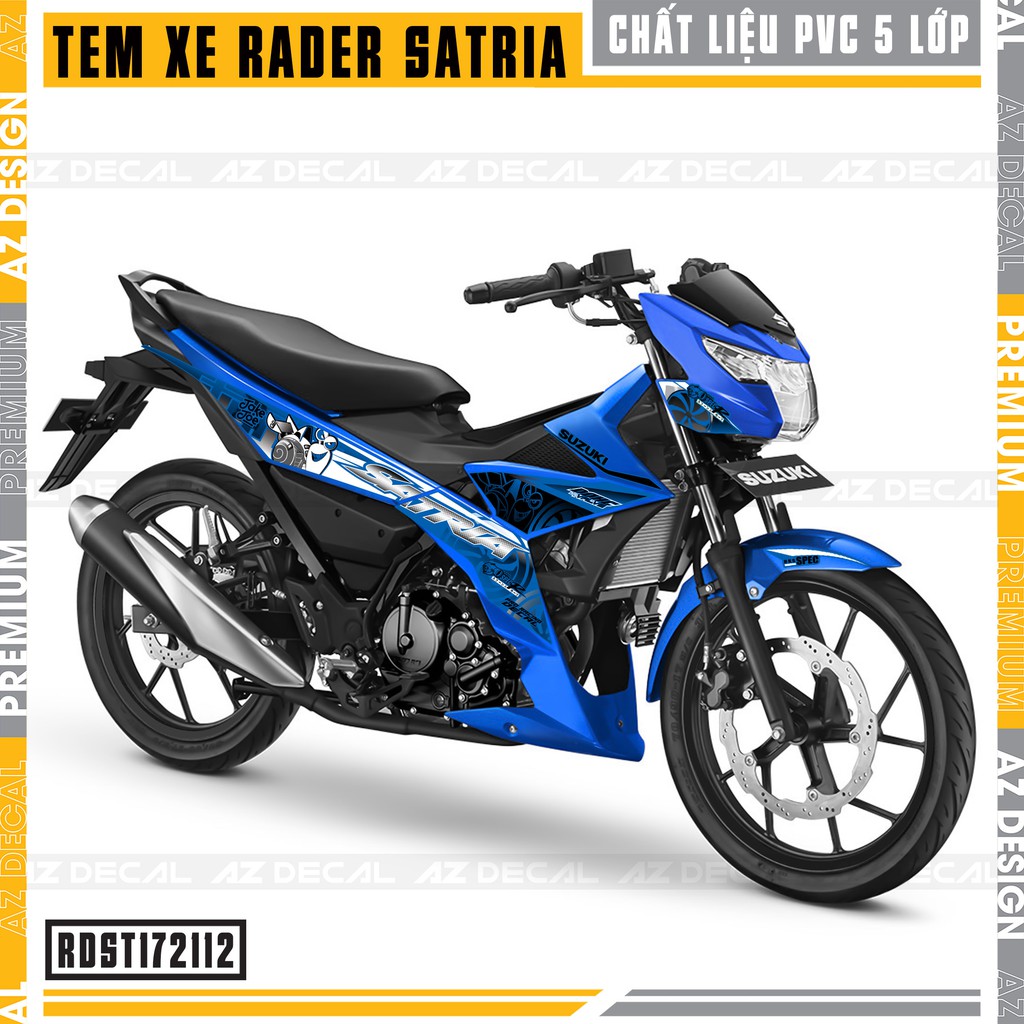 Tem Xe Suzuki Raider/Satria Mẫu Tubo | RDST172112 | Decal PVC Chống Nước, Nhiều Màu Cam, Đen, Trắng, Xanh, Đỏ