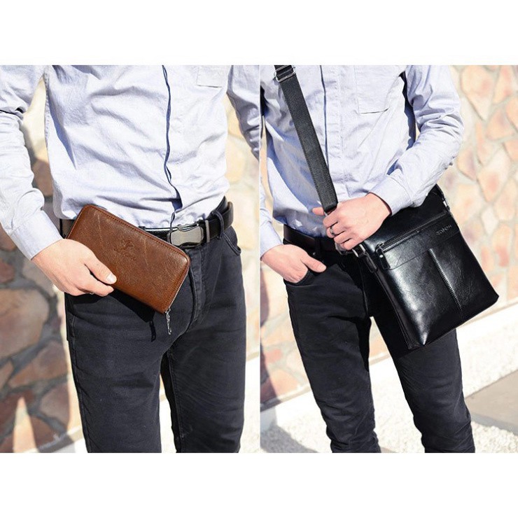 Túi Nam Đeo Chéo Cao Cấp BARNOROO Model 1880 Da PU Đẹp Phong Cách Đeo Vai Sang T