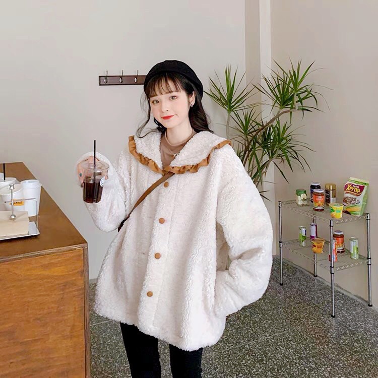 Áo Khoác Lông Cừu Hàn Quốc 2 Mặt Dễ Thương