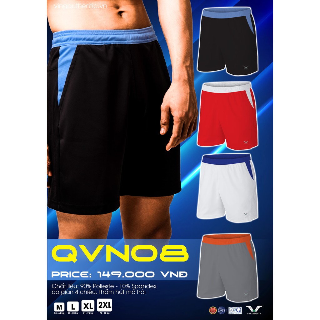 QVN08 quần short thể thao nam đa năng, chuyên dụng tập gym, cầu lông, bóng chuyền, bóng rổ, cầu lông, tennis tiện lợi...